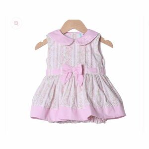 Pink floral skirted bubble, 6mo